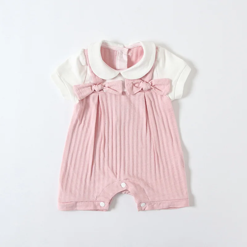 baby jumpsuit baby girl rompers Pink white stitching cute bow decoration overalls toddler girls clothes
baby jumpsuit baby girl rompers Pink white stitching cute bow decoration overalls toddler girls clothes