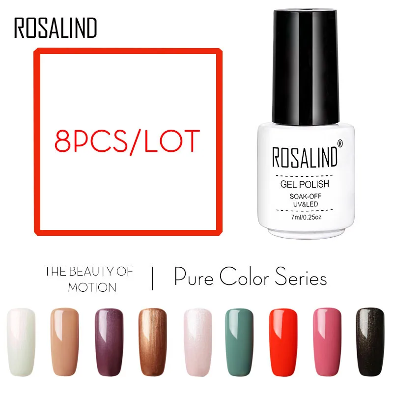 Choose 8PCS ROSALIND Nail Gel Polish Solid Color Series Semi Permanent Colourful Gel Varnish Soak Off Gel Lacquer
Choose 8PCS ROSALIND Nail Gel Polish Solid Color Series Semi Permanent Colourful Gel Varnish Soak Off Gel Lacquer