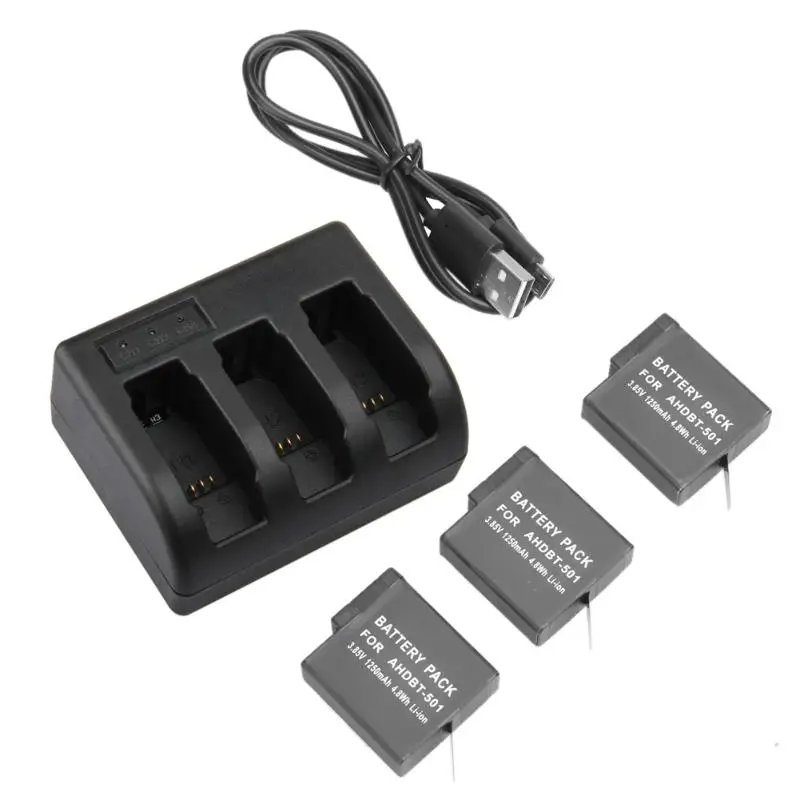 3pcs 1220mAh Li-ion Camera Battery+3 Slot USB Charger for GoPro Hero 5 Camera USB Charger for GoPro Hero 5 Battery Charger
3pcs 1220mAh Li-ion Camera Battery+3 Slot USB Charger for GoPro Hero 5 Camera USB Charger for GoPro Hero 5 Battery Charger