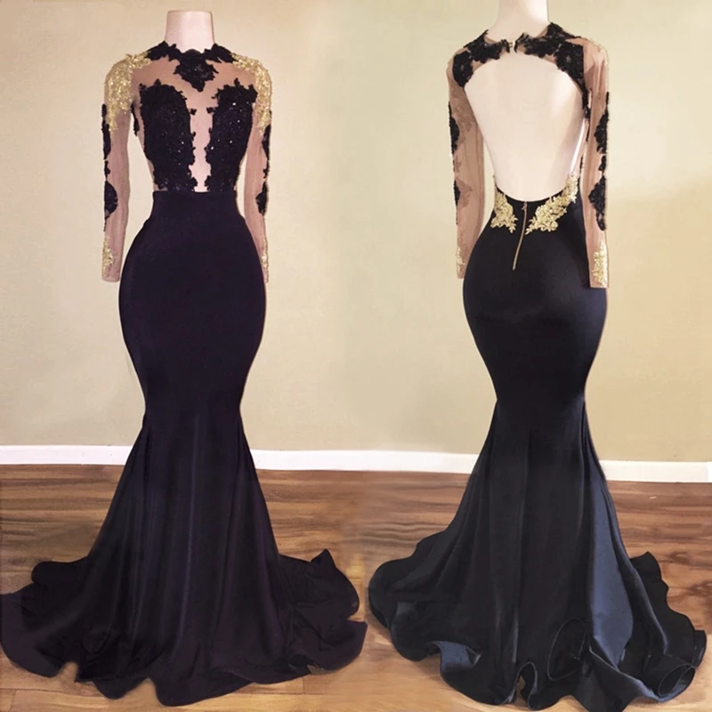 Fashion Mermaid Prom Dresses Sheer Long Sleeve Lace Backless African Black Evening Dress vestidos de fiesta de noche Abendkleid
Fashion Mermaid Prom Dresses Sheer Long Sleeve Lace Backless African Black Evening Dress vestidos de fiesta de noche Abendkleid