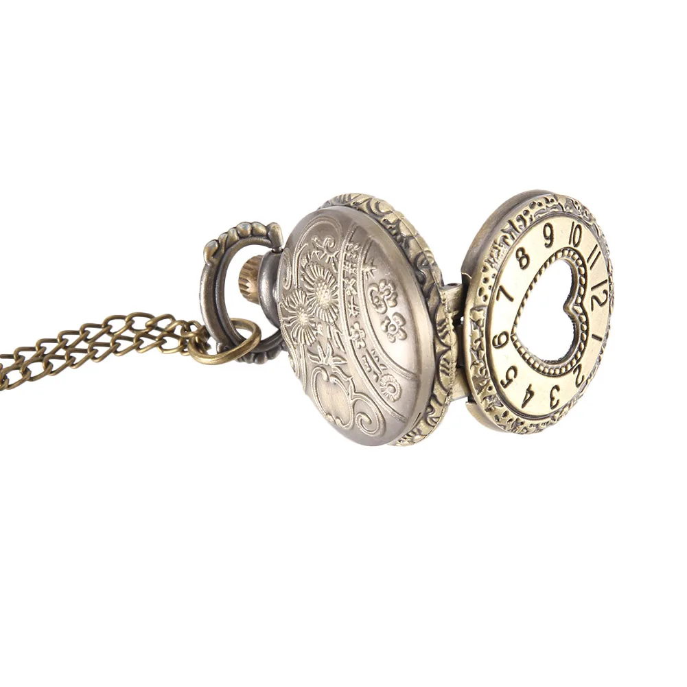 Винтажные карманные часы кварцевые бронзового цвета с крутой цепочкой открытое