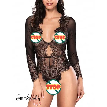 Women Sissy Sexy Lingerie Bodysuit Lace Transparent V Neck Long Sleeve Catsuit Leotard body sexy hot erotic Underwear
Women Sissy Sexy Lingerie Bodysuit Lace Transparent V Neck Long Sleeve Catsuit Leotard body sexy hot erotic Underwear