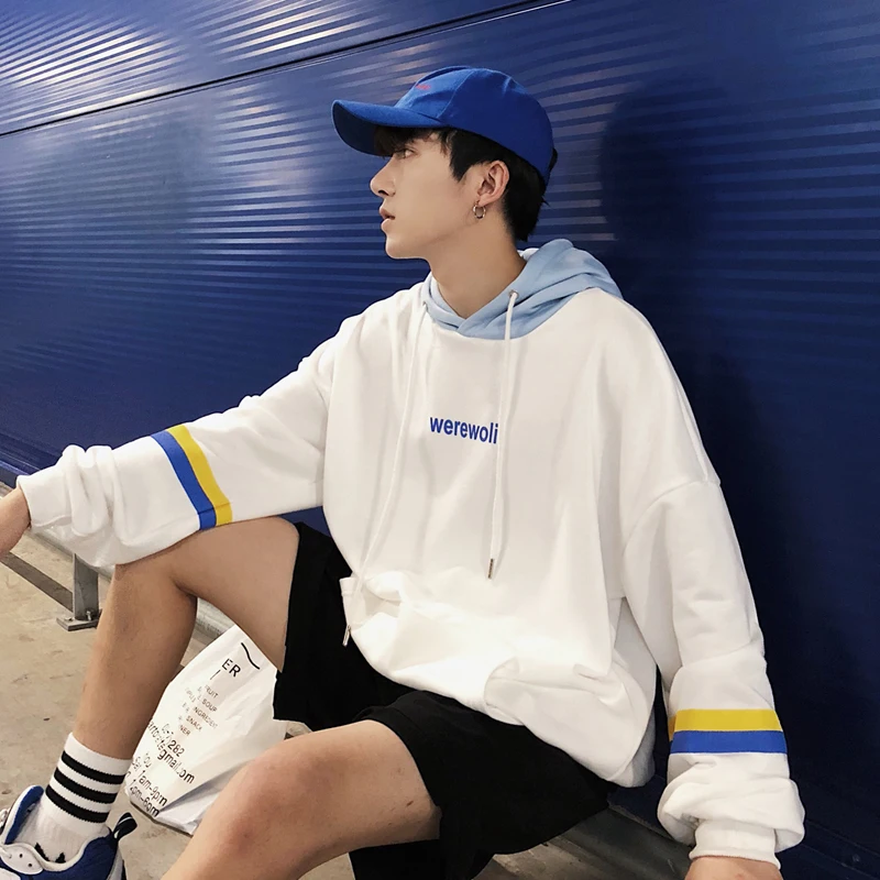2018 Autumn Hong Kong Style Strip Letter Printing Loose Men Hoodie Sweatshirt Casual Cotton Long Sleeve Cap Pullover Homme M-2XL
2018 Autumn Hong Kong Style Strip Letter Printing Loose Men Hoodie Sweatshirt Casual Cotton Long Sleeve Cap Pullover Homme M-2XL