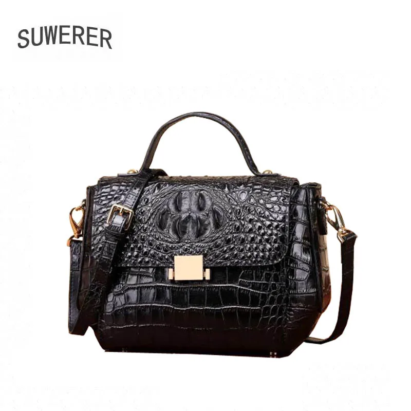 SUWERER New women leather handbag Superior cowhide Crocodile pattern bags women Genuine Leather bags fashion women famous brand 
SUWERER New women leather handbag Superior cowhide Crocodile pattern bags women Genuine Leather bags fashion women famous brand