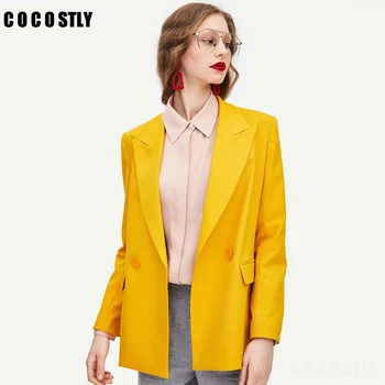 women yellow blazer pockets double breasted long sleeve office lady wear coat solid female casual outerwear tops blazer feminino
women yellow blazer pockets double breasted long sleeve office lady wear coat solid female casual outerwear tops blazer feminino