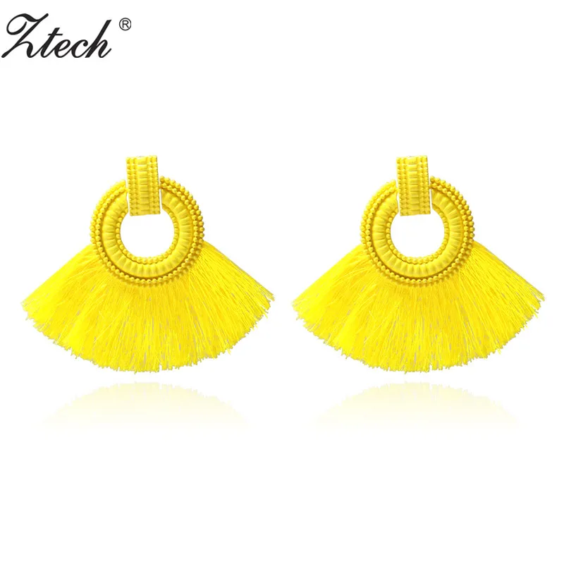 Ztech Bohemia Big Sector Tassel Earrings Yellow/Pink 6 Colors Wedding Jewelry Wholesale New Charm Statement Earrings for Women
Ztech Bohemia Big Sector Tassel Earrings Yellow/Pink 6 Colors Wedding Jewelry Wholesale New Charm Statement Earrings for Women