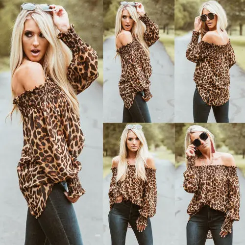 Newly Fashion Women Classical Shirts Leopard Print Off Shoulder Tops Fashion Slash Neck Puff Sleeve Loose Blouse
Newly Fashion Women Classical Shirts Leopard Print Off Shoulder Tops Fashion Slash Neck Puff Sleeve Loose Blouse