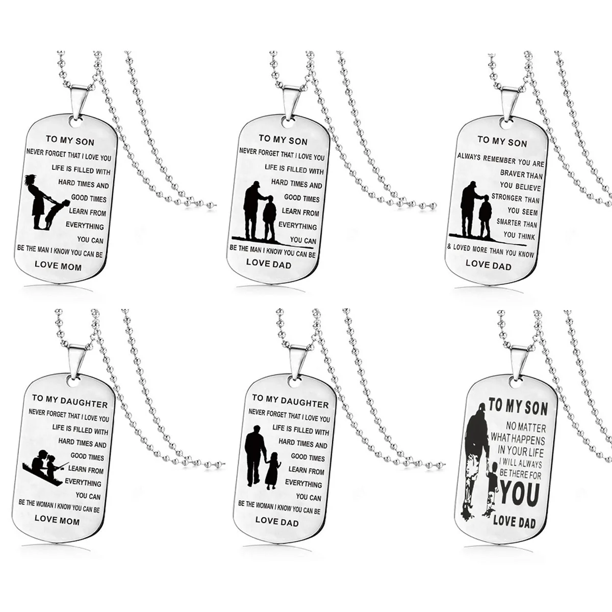Inspiration Necklace Stainless Steel Tag TO MY SON TO MY DAUGHTER ALWAYS LOVE DAD MOM Family Pendant For Mother Father Gifts
Inspiration Necklace Stainless Steel Tag TO MY SON TO MY DAUGHTER ALWAYS LOVE DAD MOM Family Pendant For Mother Father Gifts