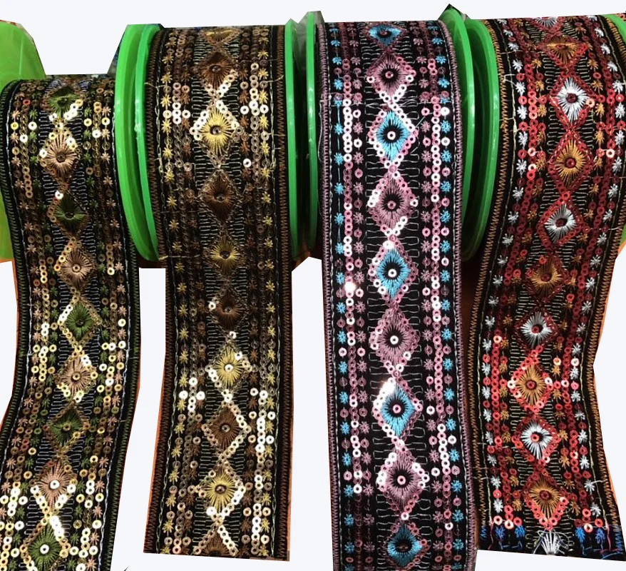 wide about 5.2cm 10yards/lot cotton Woven Jacquard Ribbon embroider with Sequins Trims Quilt Accessories LS-0124
wide about 5.2cm 10yards/lot cotton Woven Jacquard Ribbon embroider with Sequins Trims Quilt Accessories LS-0124