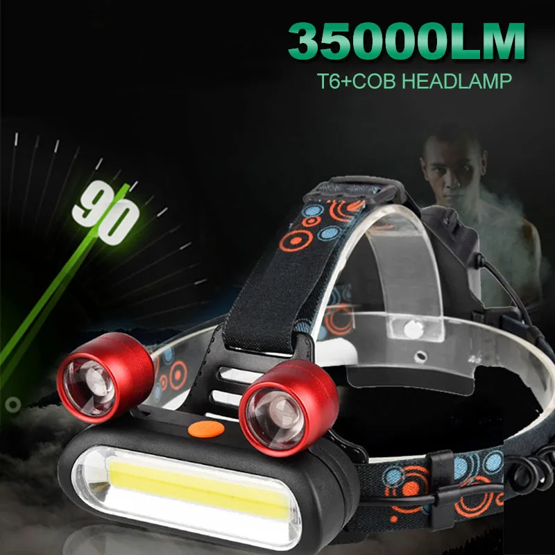 Led Headlamp T6 COB 35000LM Fishing Head Lamp Torch Frontal Lantern Outdoor Flashlight At Night Headlight 18650 Battery With USB
Led Headlamp T6 COB 35000LM Fishing Head Lamp Torch Frontal Lantern Outdoor Flashlight At Night Headlight 18650 Battery With USB