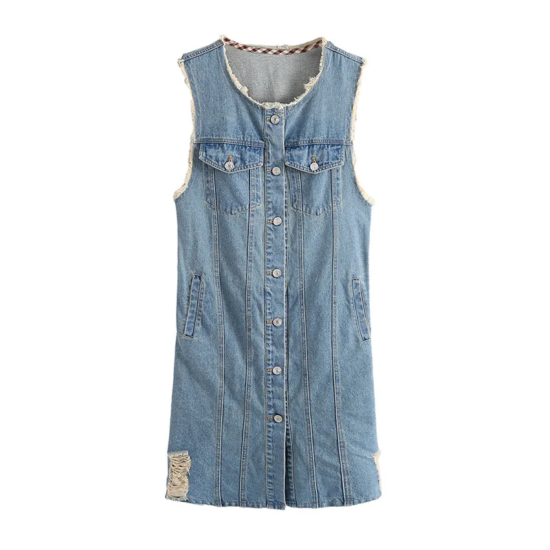 Plus Size 5XL Length Hole Denim Women's Vest Casual Slim Single Breasted Colete Feminino Sleeveless Jeans Jackets Long Coat
Plus Size 5XL Length Hole Denim Women's Vest Casual Slim Single Breasted Colete Feminino Sleeveless Jeans Jackets Long Coat