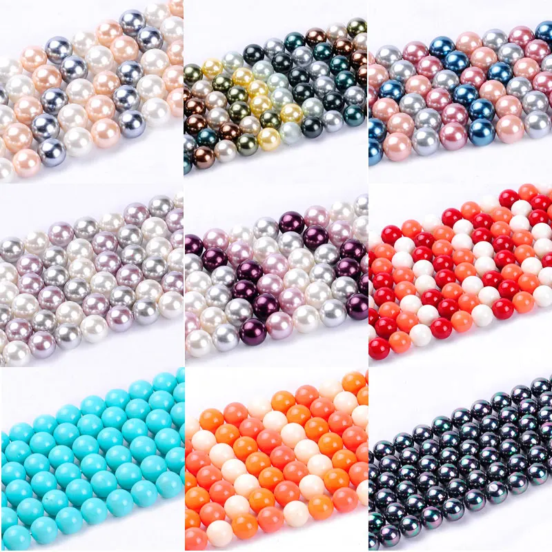 

1pack/lot 10mm Fashion Round Ball Natural Shell Pearl Loose Spacer Beads Mixed Multi Colours DIY for Jewelry & Craft necklace