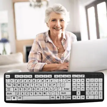 Large Print USB Keyboard Black Letters White Keys High Contrast Computer Game Keyboard Pro Large Print Elderly For Old People
Large Print USB Keyboard Black Letters White Keys High Contrast Computer Game Keyboard Pro Large Print Elderly For Old People