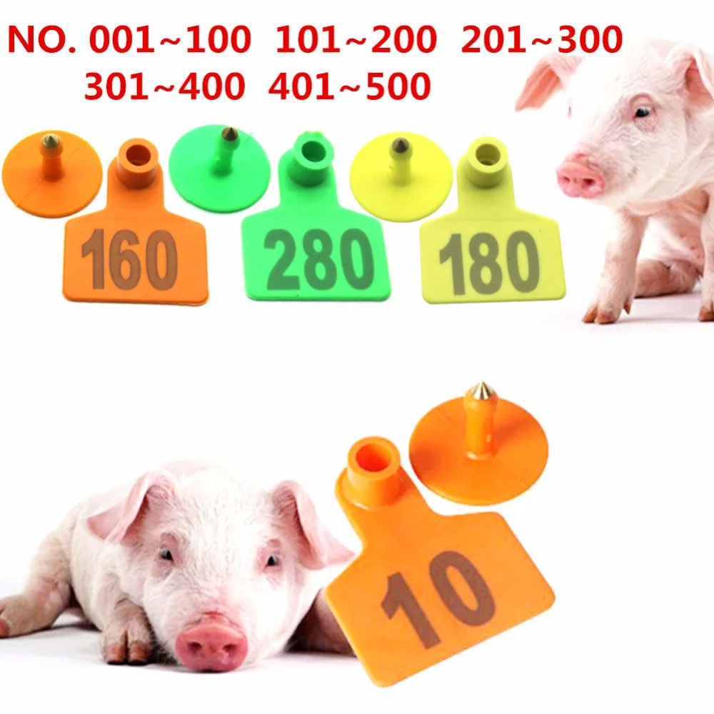 Orange Plastic 201-300 Number Animal Livestock Ear Tag Set For Goat Sheep Pig