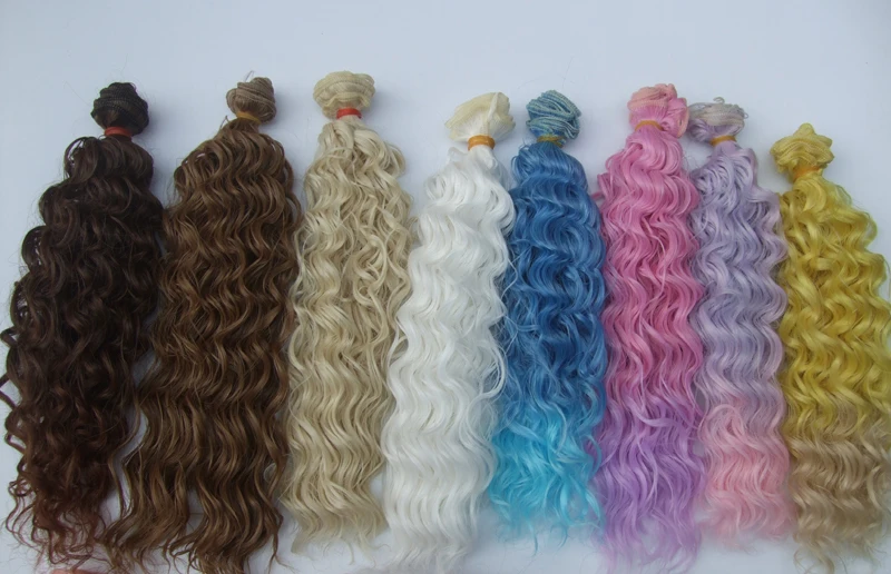 15 CM 25cm doll wigs heat resistant deep wave hair for blyth doll 1/3 1/4 1/6 BJD diy cloth doll wigs 11