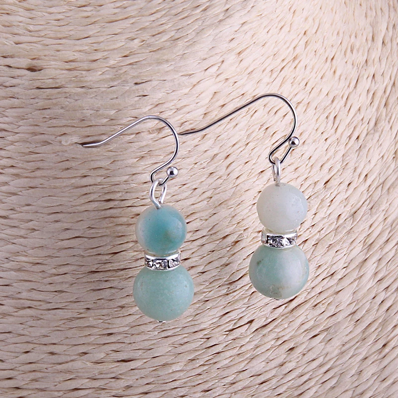 Fashion Nautural Amazonite Stone With Crystal spacers Lady Women Earring Free shipping
Fashion Nautural Amazonite Stone With Crystal spacers Lady Women Earring Free shipping