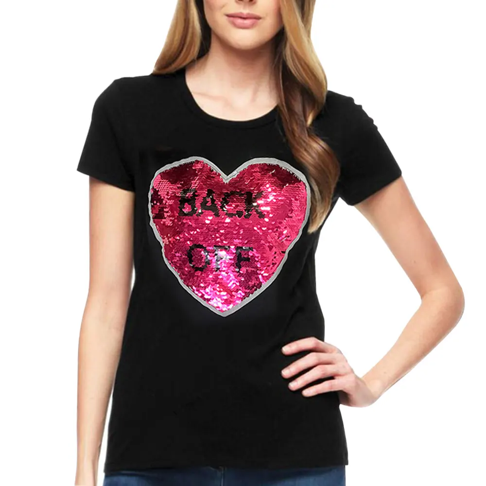 Colorful Variety Sequins Hearts Women T Shirt Reversible Sequin magical color changing sequins tshirts Discoloration Tops Tee
Colorful Variety Sequins Hearts Women T Shirt Reversible Sequin magical color changing sequins tshirts Discoloration Tops Tee