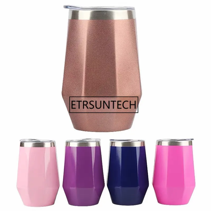 12oz Diamond Egg Cups Wine Tumbler Double Wall Stainless Steel Beer Vacuum Insulated mug drinking coffee Red | Дом и сад