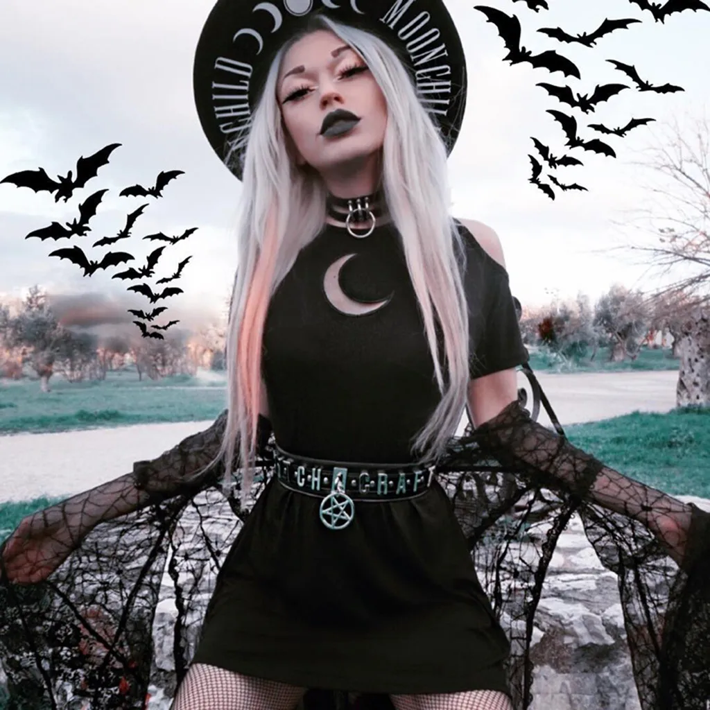 Sexy Summer Fashion Women's Dress Gothic Style Punk Black Retro Off Shoulder Moon Hollow Out Dress Women Cotton Dress vestidos
Sexy Summer Fashion Women's Dress Gothic Style Punk Black Retro Off Shoulder Moon Hollow Out Dress Women Cotton Dress vestidos