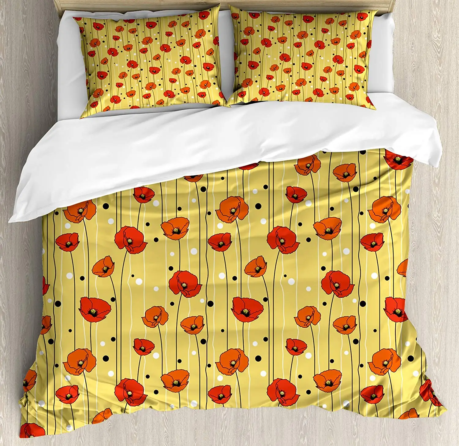 Poppy Duvet Cover Set Queen Size Abstract Lines with Dots Floral Arrangement Ornamental Spotted Illustration Petals Decorative
Poppy Duvet Cover Set Queen Size Abstract Lines with Dots Floral Arrangement Ornamental Spotted Illustration Petals Decorative