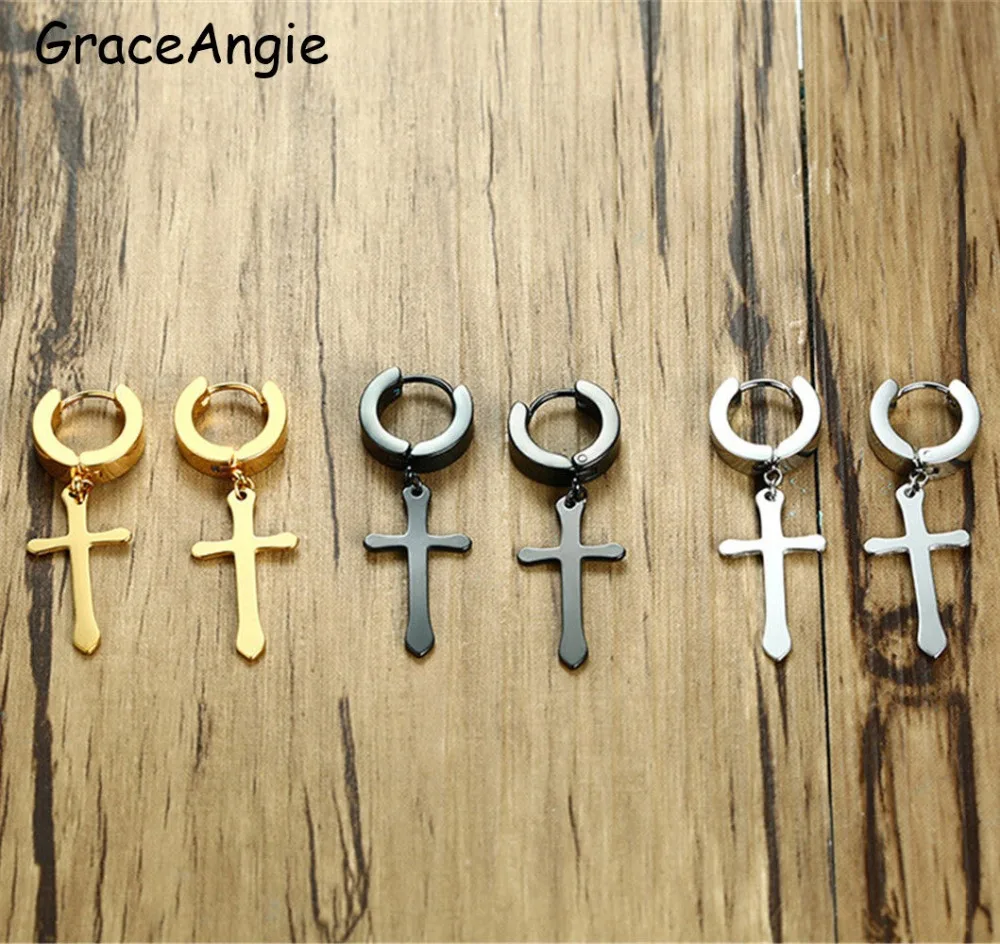GraceAngie 1pair Stainless steel earrings Punk with Cross Pendant Ear Hoop Jewelry Charms Fashion Party Gifts Wedding Women Men
GraceAngie 1pair Stainless steel earrings Punk with Cross Pendant Ear Hoop Jewelry Charms Fashion Party Gifts Wedding Women Men