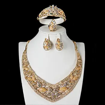 LAN PALACE fashion bridal jewelry sets gold tone earrings necklace ring bracelet 4PCS for party Free shipping
LAN PALACE fashion bridal jewelry sets gold tone earrings necklace ring bracelet 4PCS for party Free shipping