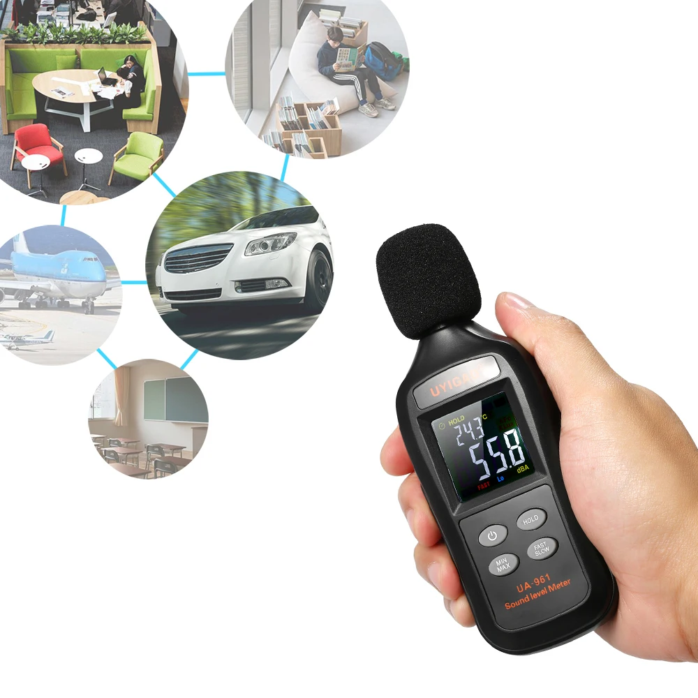 Sound Level Meter LCD Digital 35-135dB Noise Volume Measuring Instrument Decibel Monitoring Tester with Max/Min/Data Hold Mode
Sound Level Meter LCD Digital 35-135dB Noise Volume Measuring Instrument Decibel Monitoring Tester with Max/Min/Data Hold Mode