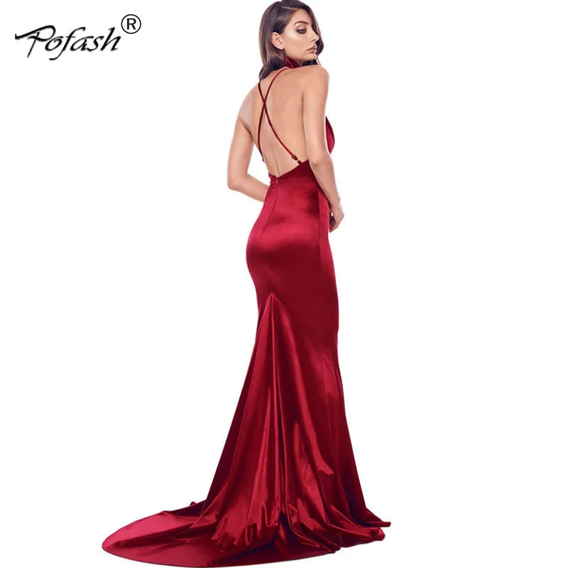 POFASH Elegant Sexy Satin Maxi Long Dress Spaghetti Strap Sexy V-Neck Satin Dress Bodycon women backless party dress Vestidos
POFASH Elegant Sexy Satin Maxi Long Dress Spaghetti Strap Sexy V-Neck Satin Dress Bodycon women backless party dress Vestidos