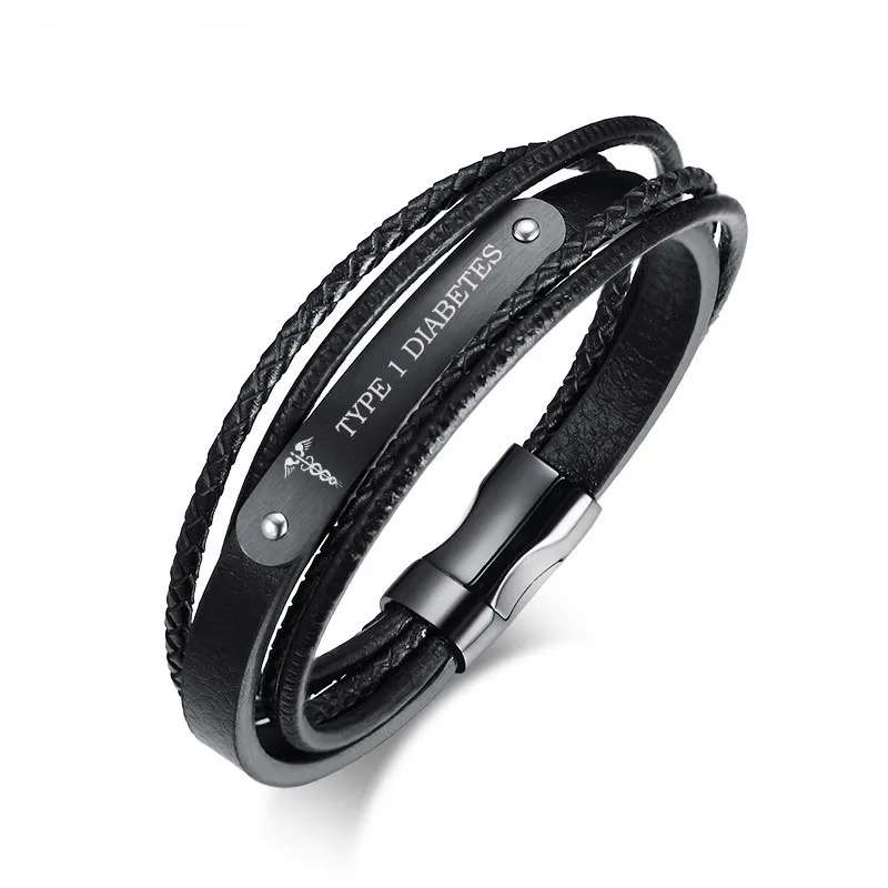 Personalizado Envolvente Pulsera Pulsera de Cuero Genuino para Hombre