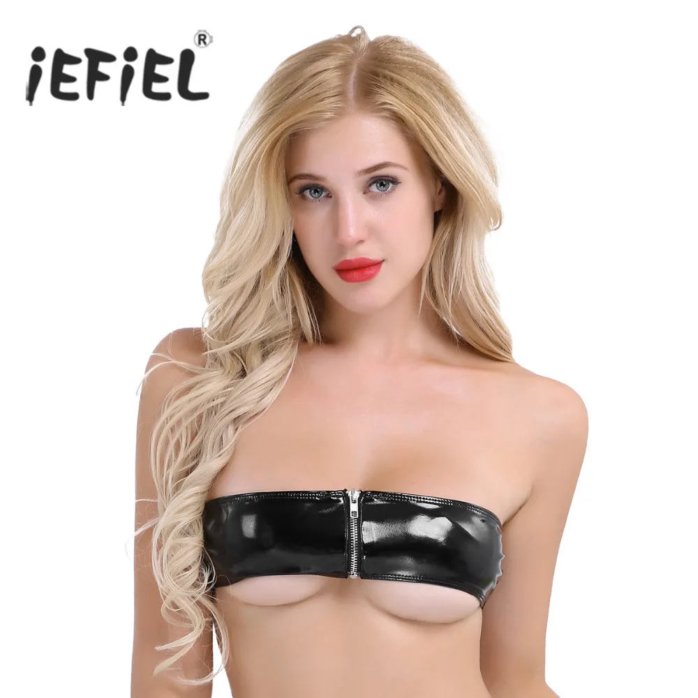 iEFiEL 2Pcs Women Wet Look Patent Leather Zipper Bikini Bandeau Bra Top See-through with Mini Skirt Sexy Clubwear Lingerie Set
iEFiEL 2Pcs Women Wet Look Patent Leather Zipper Bikini Bandeau Bra Top See-through with Mini Skirt Sexy Clubwear Lingerie Set