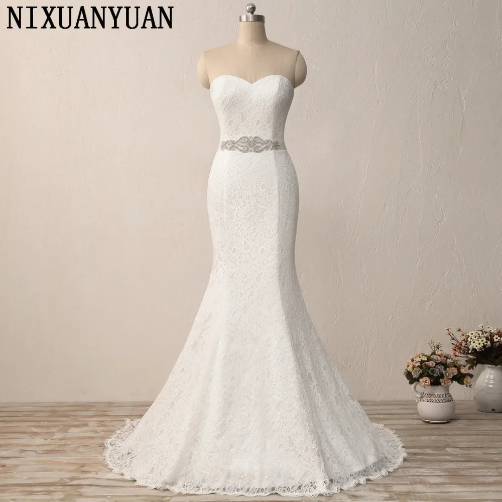 NIXUANYUAN New Elegant White Ivory Lace Wedding Gown Real Satin Mermaid Wedding Dress 2019 Vintage Sash vestido De noiva
NIXUANYUAN New Elegant White Ivory Lace Wedding Gown Real Satin Mermaid Wedding Dress 2019 Vintage Sash vestido De noiva
