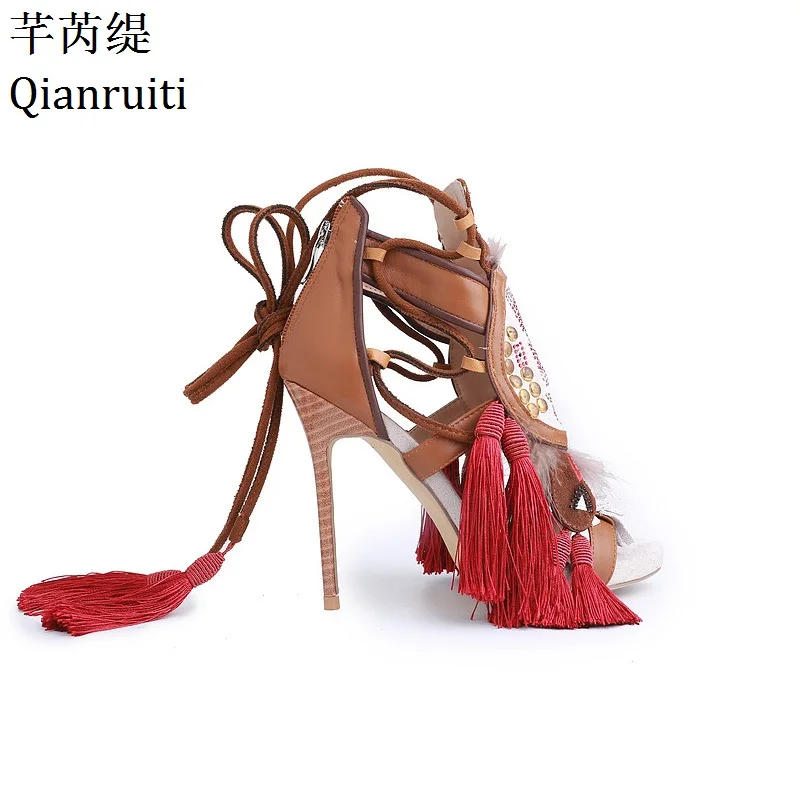 Qianruiti Summer Open Toe Fringe High Heels Shoes Rome Style Rhinestone Tassel Women Pumps Lace-up Gladiator Women Shoes
Qianruiti Summer Open Toe Fringe High Heels Shoes Rome Style Rhinestone Tassel Women Pumps Lace-up Gladiator Women Shoes