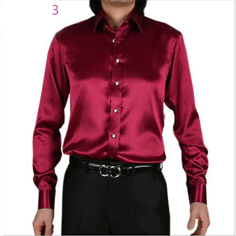 Silk Long Sleeve Shirts Men's Casual Shirt Burgundy Leisure Clothing Wedding Prom Emulation Shiny Satin Formal Party Shirt
Silk Long Sleeve Shirts Men's Casual Shirt Burgundy Leisure Clothing Wedding Prom Emulation Shiny Satin Formal Party Shirt