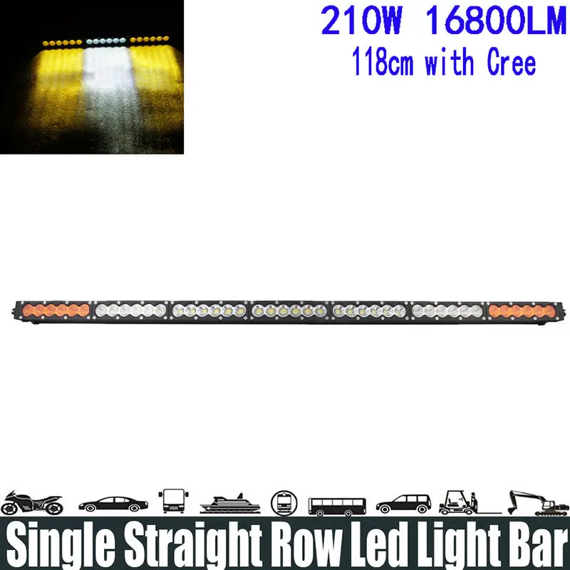 210w 5W Dual Color Led Driving Light Bar Led Work Light Bar Straight Roof Offroad Truck Suv Atv Utv Boat 4wd 6000k White Amber Flood Spot Combo 12v 24v Led Off Road Auto Car For Jeep Driving 4x4 External Pickup Boat Mo
