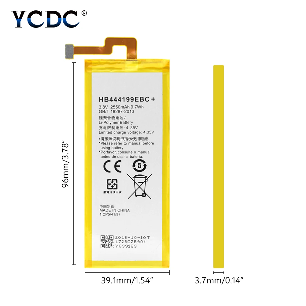 YCDC Replacement Phone Battery HB444199EBC+ For Huawei Honor 4C C8818 CHM-UL00 CL00 Rechargeable
YCDC Replacement Phone Battery HB444199EBC+ For Huawei Honor 4C C8818 CHM-UL00 CL00 Rechargeable