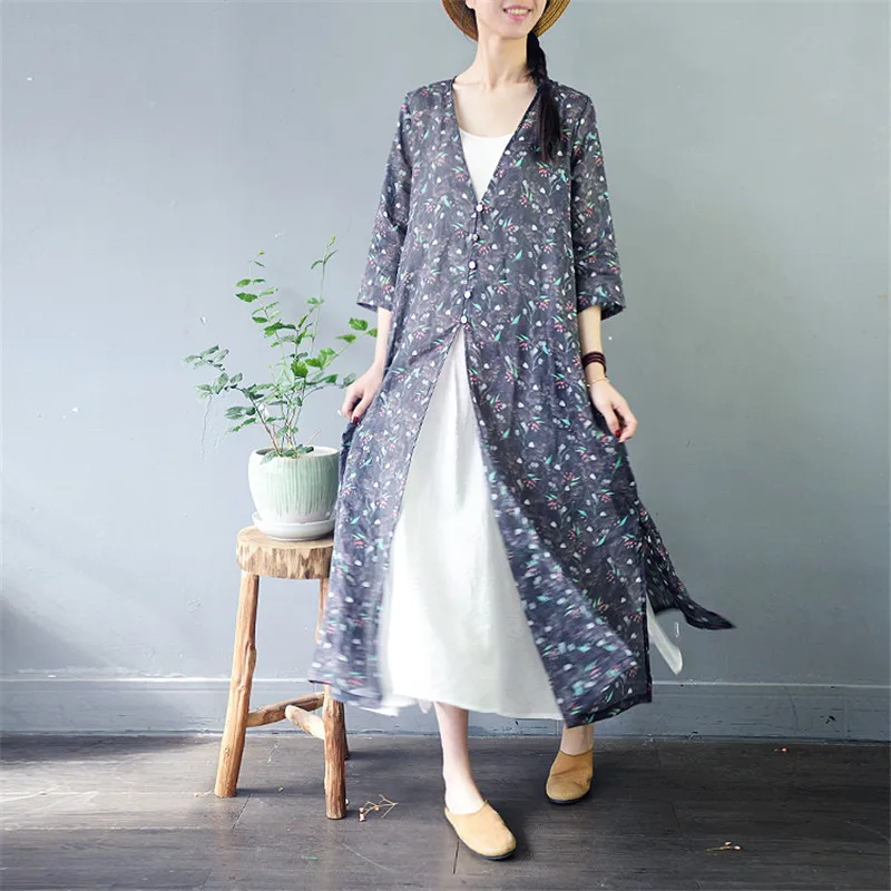 SCUWLINEN Vestidos 2019 Spring Summer New Women Dress Vintage Print V-neck Cardigan Loose Long Ramie Dresses Thin Robe S834
SCUWLINEN Vestidos 2019 Spring Summer New Women Dress Vintage Print V-neck Cardigan Loose Long Ramie Dresses Thin Robe S834