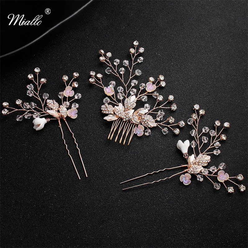 Miallo Newest Peach Blossom Crystal Hair Comb + 2pcs Hairpins for Women Wedding Headpieces Hair Accessories Jewelry Ornaments
Miallo Newest Peach Blossom Crystal Hair Comb + 2pcs Hairpins for Women Wedding Headpieces Hair Accessories Jewelry Ornaments