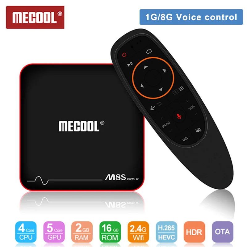 

Mecool M8S Pro W Android 7.1 Voice 4K TV Box Amlogic S905W 1GB RAM 8GB ROM 2.4G WiFi Movie Voice Control Set-top Box PK X96