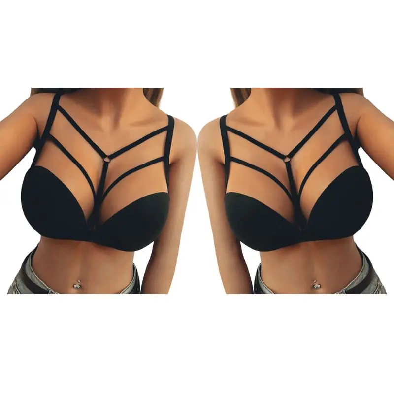 Women Adjustable Shoulder Straps Bra Sexy V-Neck Hollow Out Branch Style Strappy Bandage Bustier Solid Black Color Club Bralette
Women Adjustable Shoulder Straps Bra Sexy V-Neck Hollow Out Branch Style Strappy Bandage Bustier Solid Black Color Club Bralette
