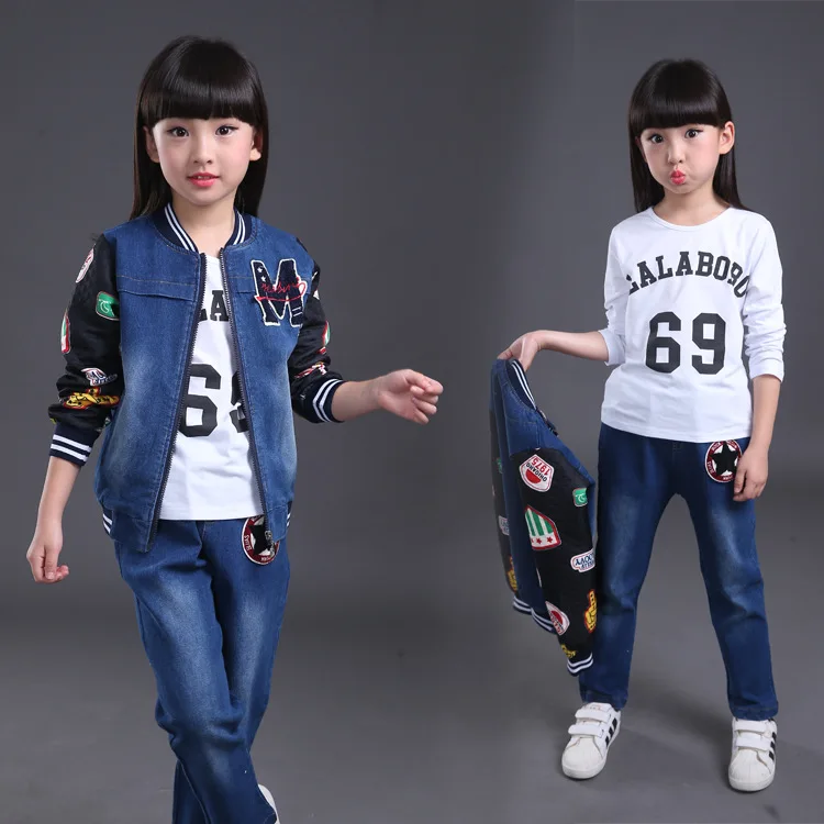 Hot sale two pieces big kids denim jacket and pants suit korean style fall girls clothes sets 2 to 10 12 year
Hot sale two pieces big kids denim jacket and pants suit korean style fall girls clothes sets 2 to 10 12 year