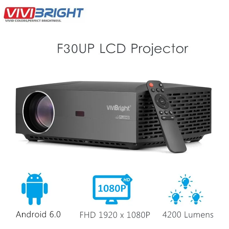 Фото Жидкокристаллический проектор VIVIBRIGHT F30UP FHD Android 6 0 1920x1080P 4200 люмен Bluetooth 4 Wi-Fi 2 Гб ОЗУ