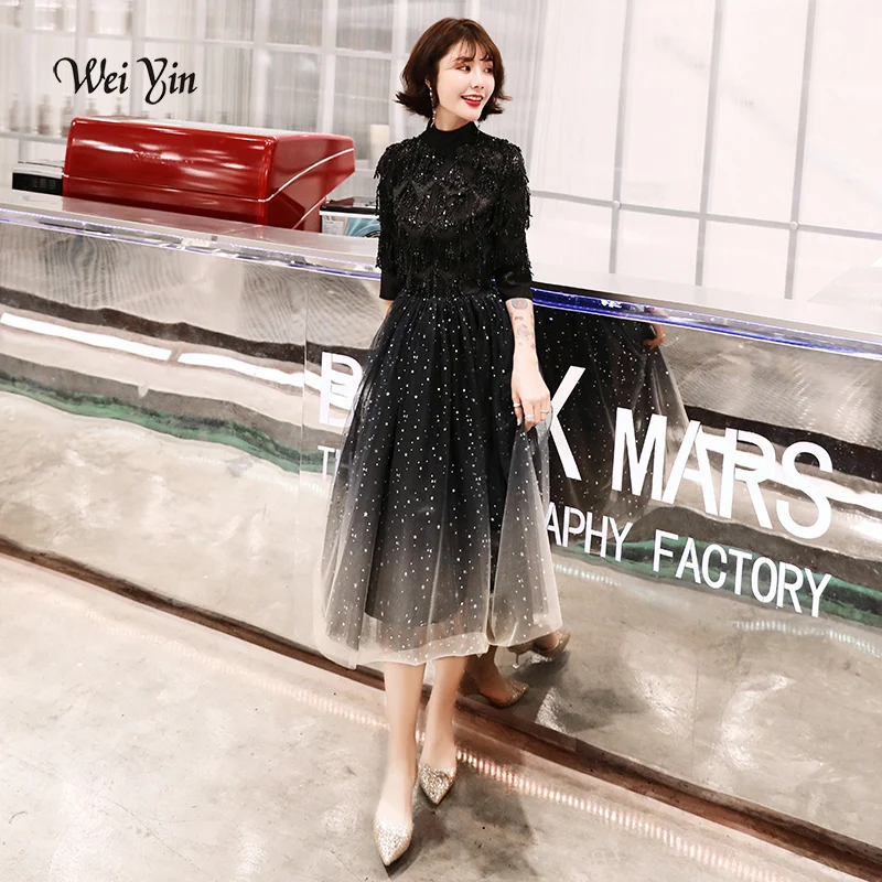 weiyin Robe De Soiree 2019 New The Banquet High-neck Tasse A-line Half Sleeve Tea-length Noble Party Formal Evening Dresses
weiyin Robe De Soiree 2019 New The Banquet High-neck Tasse A-line Half Sleeve Tea-length Noble Party Formal Evening Dresses
