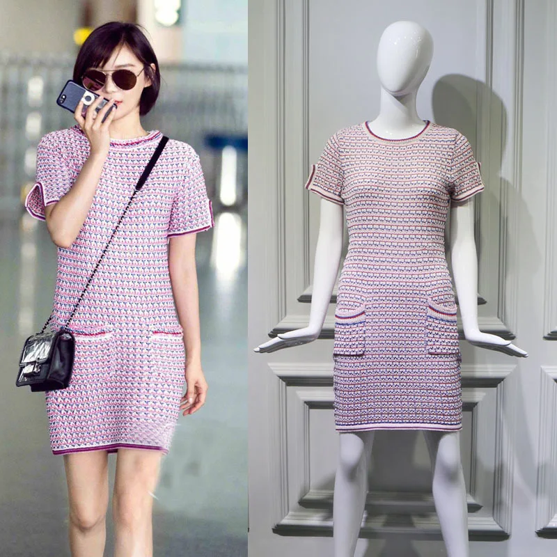 2019 Spring Korean Star Yuan Shanshan Airport Same Dress Star The Same Section Pockets Short Patchwork Straight Dresses Women
2019 Spring Korean Star Yuan Shanshan Airport Same Dress Star The Same Section Pockets Short Patchwork Straight Dresses Women
