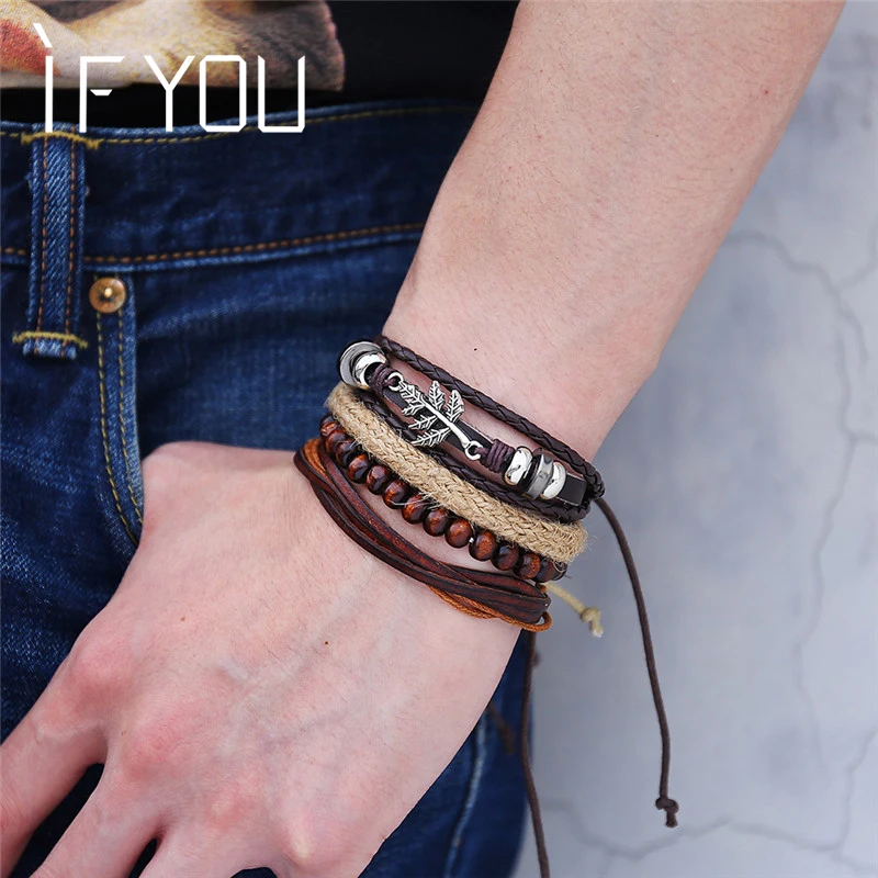 IF YOU Vintage Leaf Leather Bracelet For Men Bead Bracelets For Multilayer Colorful Bracelets Bangles Men Jewelry Gift
IF YOU Vintage Leaf Leather Bracelet For Men Bead Bracelets For Multilayer Colorful Bracelets Bangles Men Jewelry Gift