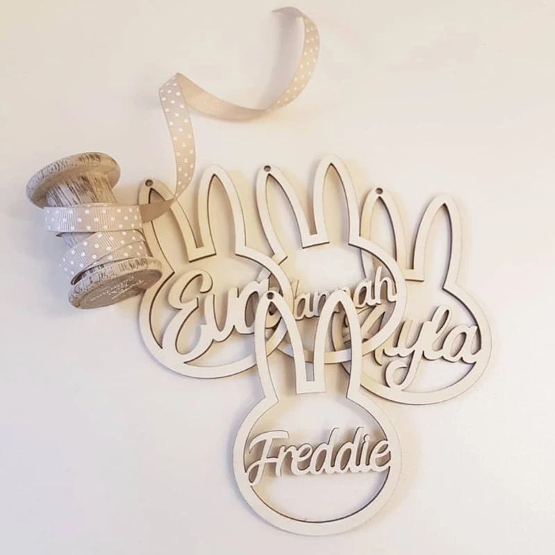 Custom Made Wooden Bunny Name Tages for Baby Freddie, Personalized Lasercut Wood Name for Boutique Gift Baby favors
Custom Made Wooden Bunny Name Tages for Baby Freddie, Personalized Lasercut Wood Name for Boutique Gift Baby favors