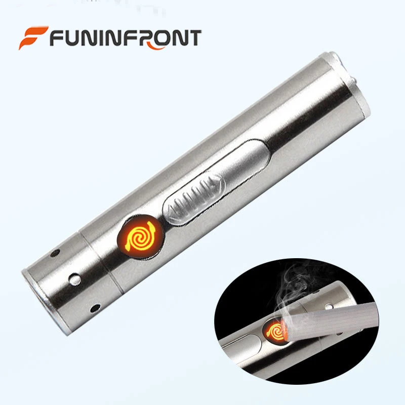 

Stainless Steel Moonlight MINI Led Flashlight 5W LED Torch USB Rechargeable LED Penlight Lamp with Cigarette Lighter + USB Line