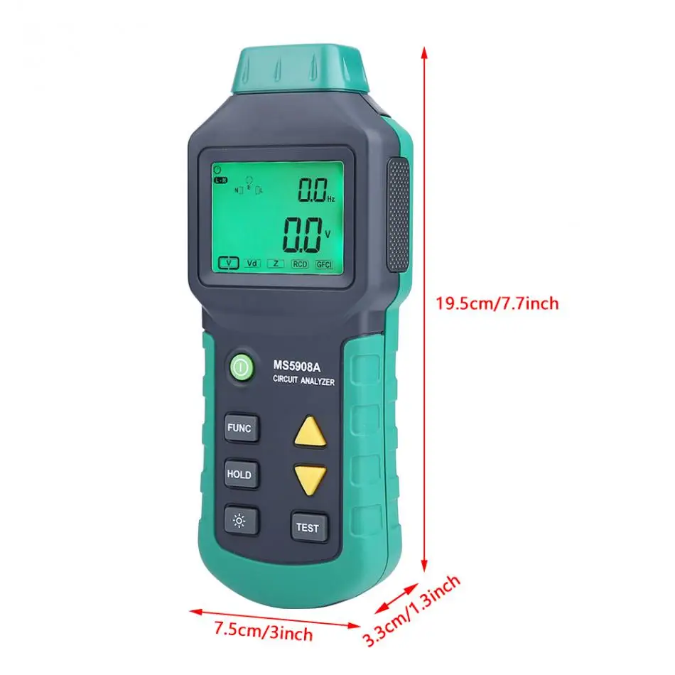 Probador de voltaje GFCI RCD Akozon MASTECH Analizador de circuitos LCD AC100-240V