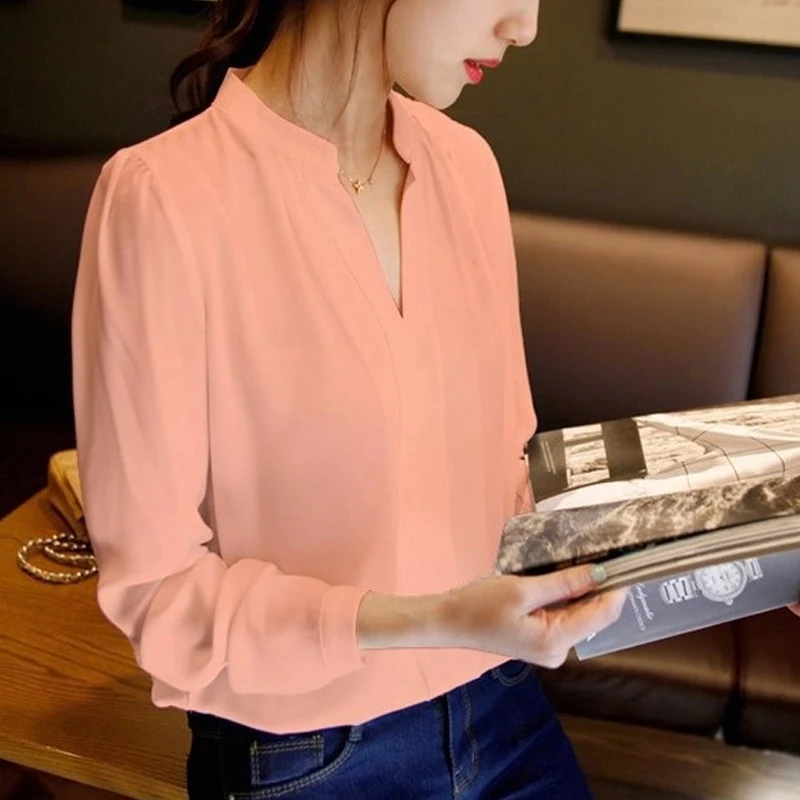 Spring Autumn Office Shirts Women V-Neck Tops Long Sleeve Casual Chiffon Blouse Female Ladies Work Wear Solid 3 Colors
Spring Autumn Office Shirts Women V-Neck Tops Long Sleeve Casual Chiffon Blouse Female Ladies Work Wear Solid 3 Colors