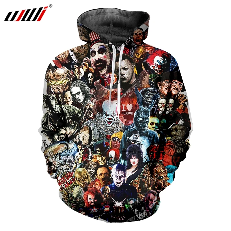 UJWI Man Hoodies Horror Mask Hoody Men's 3D Harajuku Oversized Pullover Printed Cartoon Fitness Clothing
UJWI Man Hoodies Horror Mask Hoody Men's 3D Harajuku Oversized Pullover Printed Cartoon Fitness Clothing