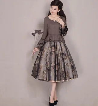 New Spring Autumn Women Dresses Vintage Print Lantern Sleeve Lace Stitching Slim Cotton A-line Dress Large Sizes Dresses
New Spring Autumn Women Dresses Vintage Print Lantern Sleeve Lace Stitching Slim Cotton A-line Dress Large Sizes Dresses